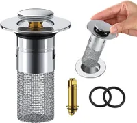 Universal Abflussstopfen Waschbecken, 34-40mm Edelstahl Abflusssiebe aus Rostfreiem Beckenablauffilter, Waschbecken Sieb Spülbecken Stöpsel Abflussstopfen für 34-40mm Abflussloch (1 Stück)