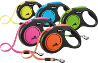 Flexi New Classic Neon Gurt-Roll-Leine - M / Orange