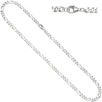 JOBO Figarokette 925 Silber diamantiert 60 cm Kette Halskette Silberkette Karabiner