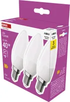 EMOS LED svíčka 3-pack, 4,2W náhrada za 40W žárovku, svíčka s paticí E14, jas 470 lm, neutrální bílá 4000 K, ZQ3E23.3
