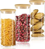 MOOHO Vorratsdosen Glas 3er Set 1200ml, Aufbewahrungsbox Küche Luftdicht Behälter aus Mit Deckel für Pasta,Bohnen, Cornflakes