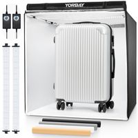 Yorbay Fotostudio Set 80 x 80 x 80cm CRI 95+ LED-Fotobox Lichtbox Lichtwürfel Fotografie Lichtzelt inkl. 4 PVC-Hintergrundfolien (schwarz, weiß, grau, warm-weiß) Mehrweg
