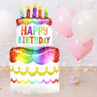 Riesiger 3D Folienballon 90 cm stehend – Happy Birthday Torte, 1 St