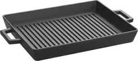 LAVA Gusseisen-Grillpfanne 26 x 45 cm Induktion gerippt 2 Griffe, schwarz