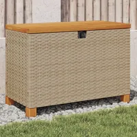 vidaXL Zahradní truhla béžová 80x40x48 cm Poly ratan Akátové dřevo