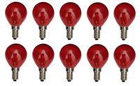 10x Glühlampe Glühbirne Kugel E14 25W 25 Watt Farbe Rot klar