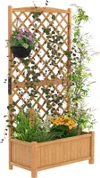 GOPLUS Blumenkasten mit Rankgitter, Hochbeet mit Spalier, Gartenspalier mit Drainagelöchern für Kletterpflanzen Blumen