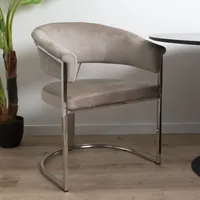 Milton & Oldbrook Samt Esszimmerstuhl Valletta Taupe - Silber