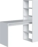 Schreibtisch Denton, Wendeschreibtisch mit BÃ1/4cherregal mit 5 Böden, Studier- oder BÃ1/4rotisch fÃ1/4r PC-Buchhalter, 120x53h144 cm, Weiß