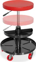 JOIEYOU Werkstatthocker mit Rollen Werkstatt Hocker Rollhocker mit Ablagefläche Werkstattstuhl Arbeitshocker Rollsitz Garagenhocker Tragfähigkeit 150 kg, 66x32x34 cm