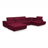 Sofiland Aller XXL narożnik prawy w kształcie litery U z funkcją spania, zestaw wypoczynkowy z 2 szufladami na pościel, sofa do salonu czerwona MONOLITH 59, sofa, sofa rozkładana, kanapa