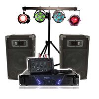 Kit de sonorisation IBIZA DJ-300, complet avec 2 enceintes, amplificateur, table de mixage, Portique Lumières DJ, Câbles