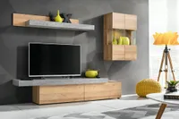 Anbauwand Wohnwand Schrankwand CONCRET Push - Click mit Led Beleuchtung