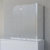 Schulte Duschabtrennung für Badewanne Angle, 2-teilig mit Seitenwand, Profilfarbe Chromoptik, 5 mm Sicherheitglas (ESG) Klar hell, Faltwand: 112 x 142 cm, Seitenwand geeignet für eine 74 - 76 cm Wanne
