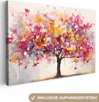 Leinwand Bilder 120x80 cm - Lebensbaum - Aquarell - Kunst - Abstrakt, Bilder, Wanddeko Wohnzimmer