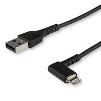 StarTech.com 2m strapazierfähiges schwarzes USB auf Lightning-Kabel - 90° rech