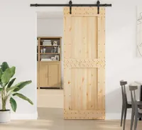vidaXL Drzwi przesuwne z okuciem 85x210 cm lite drewno sosnowe