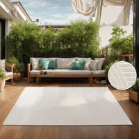 TT Home In-& Outdoorteppich Wetterfest Balkon Schlafzimmer Boho Skandi Motiv Unifarben Größe 160x230 cm