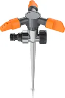 Brandson Kreisregner, 3-fach Rasensprinkler mit Erdspieß, 360° Flächenregner, Sprühregner, für Flächen bis 150 m², 14 cm lang, (1-St), 3 Arm Sprinkler, 45° - 90° Winkel, 7m Reichweite, robuster Spike