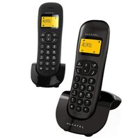 Alcatel C250 Duo, DECT-Telefon, Kabelloses Mobilteil, Freisprecheinrichtung, 20 Eintragungen, Anrufer-Identifikation, Schwarz