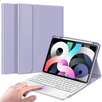 Fintie Tastatur Hülle für iPad Air 5. Generation 2022 / iPad Air 4. Generation 2020, iPad Air 10.9 mit magnetisch Abnehmbarer Deutscher Tastatur und Touchpad Keyboard mit QWERTZ Layout, Violett