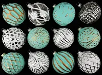 12 Weihnachtskugeln Glas Christbaumkugeln Set Christbaumschmuck weiß grün Ø 8cm