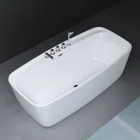 Mai & Mai Freistehende Acryl-Badewanne 170x80cm Rechteckig inkl. Armatur und Handbrause, Farbe: Weiß, Material: Sanitäracryl V612MA