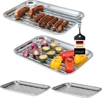 bremermann Grillschale 4er-Set, Grillpfanne Edelstahl, ca. 35 x 24,5 cm