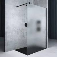 Mai & Mai Walk-In Duschwand Duschabtrennung 10mm ESG-Sicherheitsglas vollflächig Satiniert mit Nanobeschichtung 120x200cm Runder Stabilisator Bremen02VS Schwarz