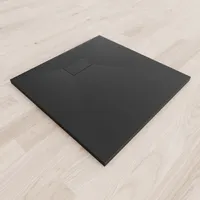 i-flair - SMC Duschwanne 90x90 cm mit anti-rutsch Oberfläche in schwarzer Steinoptik inkl. Ablaufgarnitur