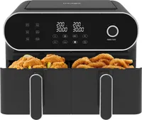 Heißluftfritteuse 11L Doppelkammer mit Drehknopf, 5 Kochprogramme