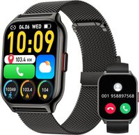 Smartwatch Damen mit Telefonfunktion mit Herzfrequenzmesser Blutdruck Schlaftracker Schrittzähler IP67 Wasserdicht Fitness für Android IOS(Schwarz)