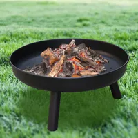 SWANEW Feuerschale Outdoor Lagerfeuer Hochwertig rund Gelötet Metall Feuerkorb 80 cm