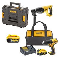 DeWalt Set DCH133NT-XJ Akku Kombihammer, DCD777P1-QW Akku-Bohrschrauber, 1x DCB184-XJ 18V5Ah Akku, T STAK-Box II, Tragetasche