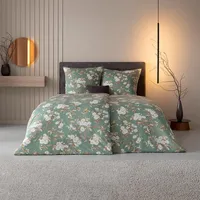 Estella Interlock Jersey Bettwäsche Frida 6348-532 Blumen Grün 135x200