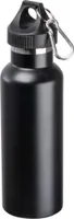 Doppelwandige Vakuum Trinkflasche aus Edelstahl mit Karabiner / Farbe: schwarz