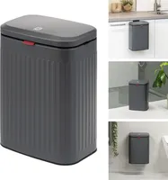 eluno Abfalleimer, Küchen- Badmülleimer 8 Liter Fassungsvermögen, Grau
