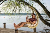 AMAZONAS Schwebesessel Swing Chair Creme Hängesessel inkl. Sitzkissen und Schwingfeder