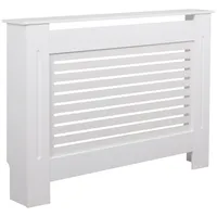 Design Heizkörperverkleidung WL5.745 Weiß Matt Lackiert 112x82x19 cm | Heizungsverkleidung Klein Heizungsabdeckung | Heizkörperabdeckung Holz Lamellen | Heizung Heizkörper Abdeckung Schutz