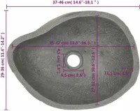vidaXL Waschbecken Flussstein Oval (37-46)x(29-36) cm