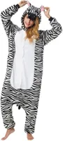 Katara 1744 -  Zebra schwarz/weiß M (155-165cm), Jumpsuit, Onesie, Karneval, Overall, Party, Karnevals-Kostüm, Verkleidung zum Fasching, Schlafanzug, Hausanzug, Jogginganzug, Cosplay, Tierkostüm für Erwachsene