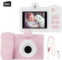 COSTWAY 18MP/720P HD Kinderkamera, Kinder-Videokamera mit Schutzhuelle, Digitalkamera mit 2 Zoll Bildschirm, inkl. Trageband, 16GB-Speicherkarte fuer Kinder von 3-10 Jahren 2 Zoll / rosa