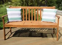 Gartenbank 2in1 mit integriertem Tisch aus Akazienholz 150x90x60cm