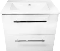 Domodomo Badezimmerschrank mit Waschbecken, 50 x 50 x 45,6 cm weißer Unterschrank für Waschbecken, Hängeschrank für Badezimmer - Keramik-Waschbecken