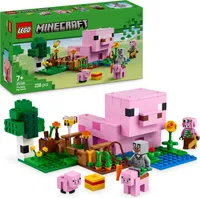 LEGO Minecraft Das Babyschwein-Haus, Set zum Videospiel mit Tierfiguren, Bauspielzeug mit Zombie-Piglin im Wald-Biom, Geschenk für Mädchen und Jungen ab 7 Jahren 21268