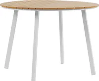 BELIANI Praktischer Gartentisch Aluminium dia. 105 cm Heller Holzfarbton / Weiß Outdoor Indoor Terrasse Salon Esszimmer