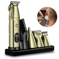 SURKER Bartschneider Elektrischer Trimmer und Rasierer 5 in 1 Wasserdichte Professionelle Haarschneider Geschenke für Männer Gold