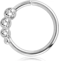 viva-adorno Knorpel Piercing Ring Kristall Ohrpiercing Helix Cartilage Tragus Nasenring 316L Chirurgenstahl verschiedene Farben Z489,Ring 3x silber / klar