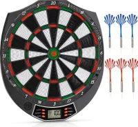 Outtec® Elektronische Dartscheibe, Dartautomat, Dartboard mit LED-Bildschirm - 18 Spiele 159 Variationen für 1-8 Spieler, inkl. 6 Darts und 6 Spitzen