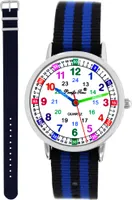 Kinder Armbanduhr Jungen Uhr Lernuhr Kinderuhr 2 Armbänder blau schwarz - blau